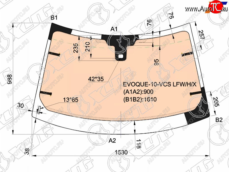 18 949 р. Стекло лобовое (Обогрев полный Датчик дождя Молдинг) Land Rover Range Rover Evoque 11-15 XYG EVOQUE-10-VCS LFW/H/X  с доставкой в г. Воронеж