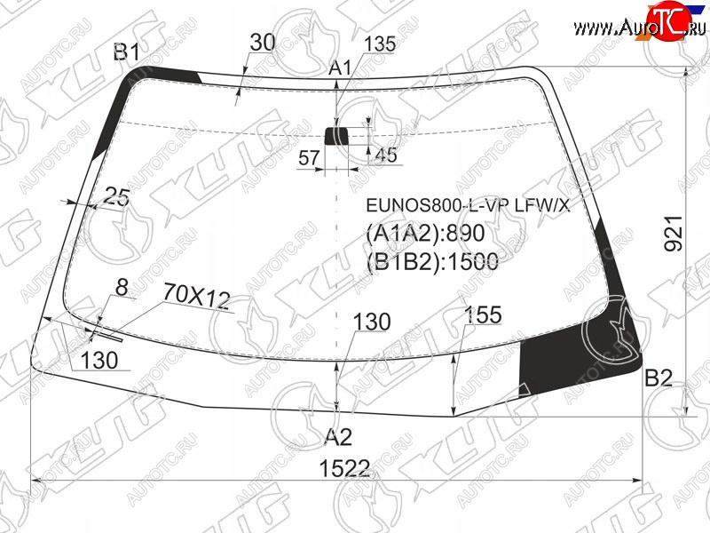 6 949 р. Стекло лобовое Mazda Eunos 800 93-97  Millenia 94-03  Xedos 9 93-02 XYG EUNOS800-L-VP LFW/X  с доставкой в г. Воронеж