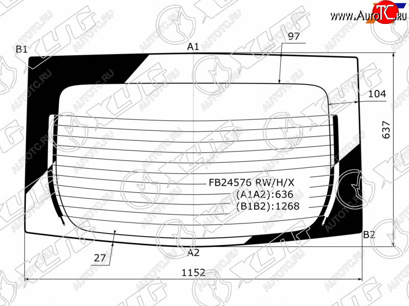 7 199 р. Стекло заднее (Цвет зеленый Обогрев) Toyota Prius (ZVW30) 09-16  Prius PHV 12-16 XYG FB24576 RW/H/X  с доставкой в г. Воронеж