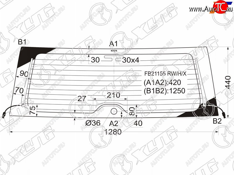 7 199 р. Стекло заднее (Цвет зеленый Обогрев Антенна) Toyota RAV4 (CA20) 00-05 XYG FB21155 RW/H/X  с доставкой в г. Воронеж