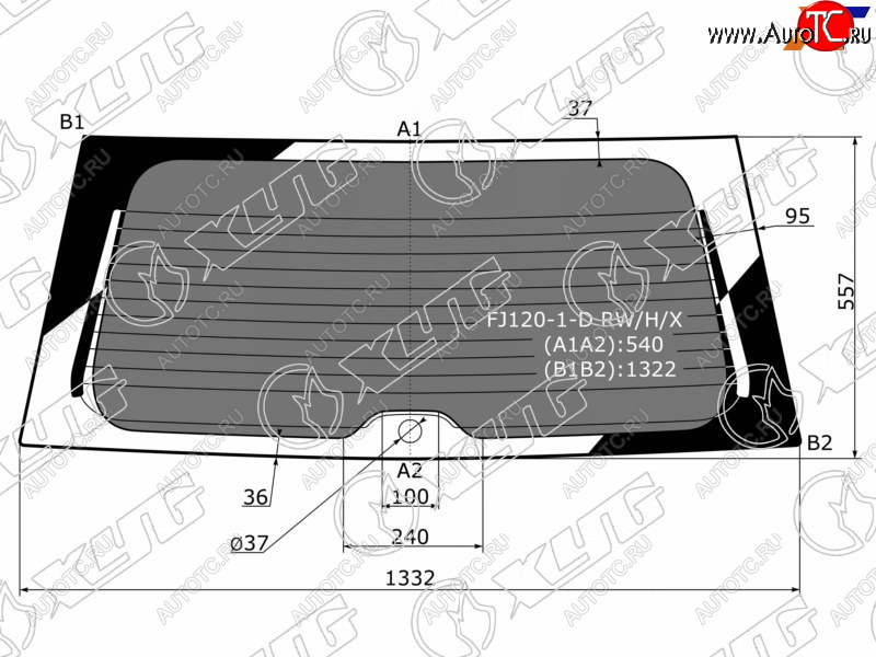7 599 р. Стекло заднее (Затемненное Обогрев) Toyota Land Cruiser Prado (J120) 02-09  Lexus GX 02-09 XYG FJ120-1-D RW/H/X  с доставкой в г. Воронеж