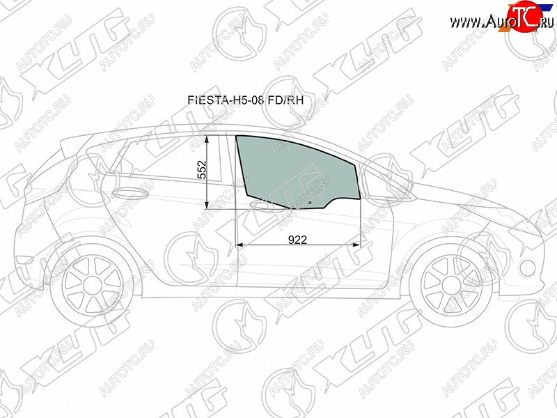 3 299 р. Стекло переднее правое опускное FORD FIESTA 5D 08- XYG FIESTA-H5-08 FD/RH, fiestah508fdrh XYG FIESTA-H5-08 FD/RH  с доставкой в г. Воронеж