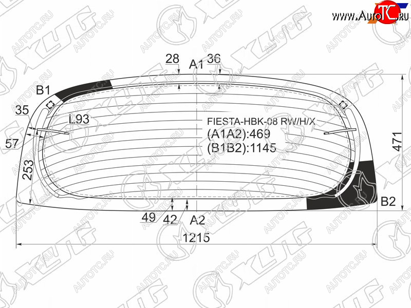 7 849 р. Стекло заднее (Цвет зеленый Обогрев) Ford Fiesta 08-19 XYG FIESTA-HBK-08 RW/H/X  с доставкой в г. Воронеж