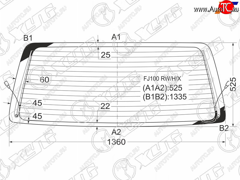 6 899 р. Стекло заднее (Цвет зеленый Обогрев) Toyota Land Cruiser (J100) 98-07  Lexus LX 98-07  Toyota Lan XYG FJ100 RW/H/X  с доставкой в г. Воронеж
