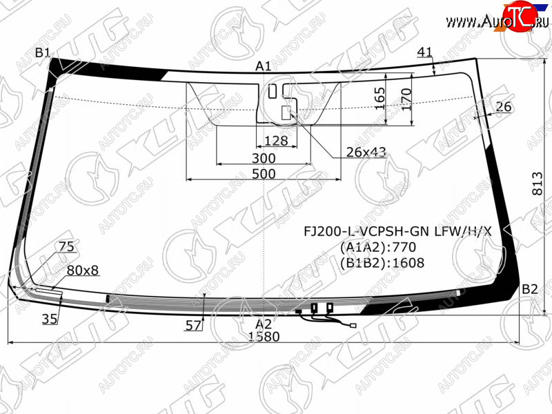 7 599 р. Стекло лобовое (Обогрев щеток Датчик дождя) Toyota Land Cruiser (J200) 07-15  Lexus LX 07-15 XYG FJ200-L-VCPSH-GN LFW/H/X  с доставкой в г. Воронеж