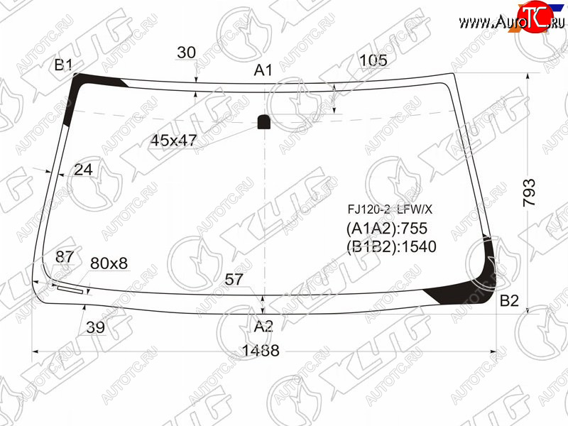 4 899 р. Стекло лобовое Toyota Land Cruiser Prado (J120) 02-09  Lexus GX 02-09 XYG FJ120-2 LFW/X  с доставкой в г. Воронеж