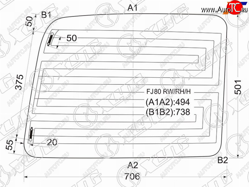 5 599 р. Стекло заднее (Цвет зеленый Обогрев) Toyota Land Cruiser (J80) 89-97 XYG FJ80 RW/RH/H  с доставкой в г. Воронеж