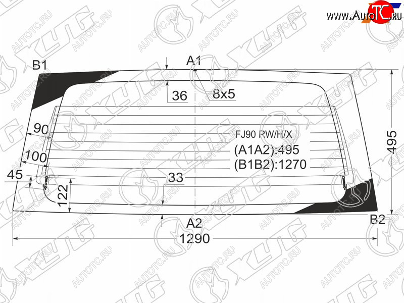 7 999 р. Стекло заднее (Цвет зеленый Обогрев) Toyota Land Cruiser Prado (J90) 96-02 XYG FJ90 RW/H/X  с доставкой в г. Воронеж