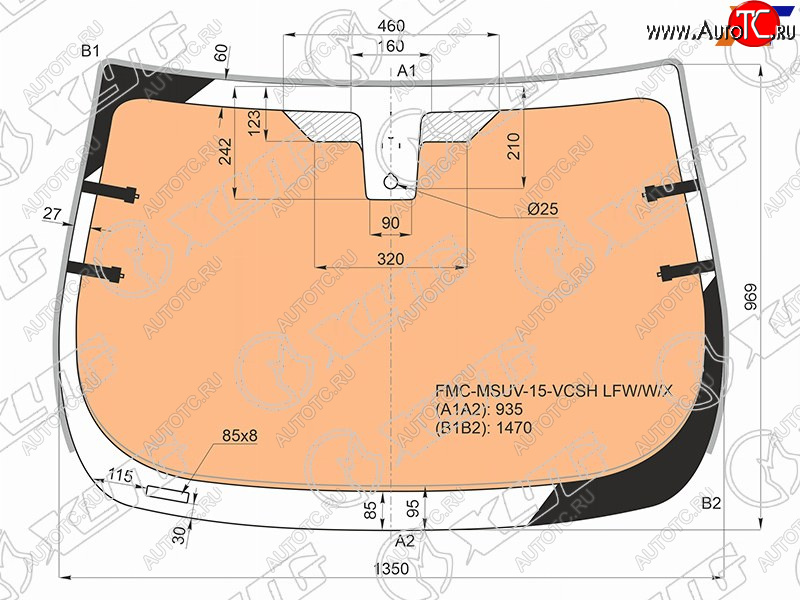 22 699 р. Стекло лобовое (Обогрев полный Датчик дождя Молдинг) Ford EcoSport 14-23 XYG FMC-MSUV-15-VCSH LFW/W/X  с доставкой в г. Воронеж