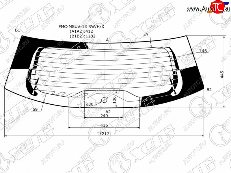 13 949 р. Стекло заднее (Цвет зеленый Обогрев Антенна) Ford EcoSport 14-23 XYG FMC-MSUV-13 RW/H/X  с доставкой в г. Воронеж