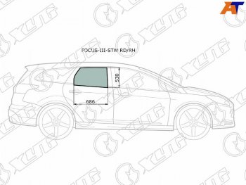 2 699 р. Стекло боковое опускное (Сзади Справа Цвет зеленый) Ford Focus 10-19 XYG FOCUS-III-STW RD/RH  с доставкой в г. Воронеж. Увеличить фотографию 1