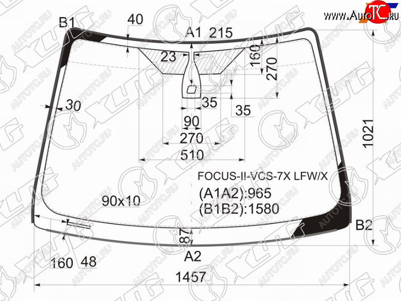 8 249 р. Стекло лобовое (Датчик дождя Молдинг) Ford Focus 04-11  Focus RS 09-11  Focus ST 05-10 XYG FOCUS-II-VCS-7X LFW/X  с доставкой в г. Воронеж