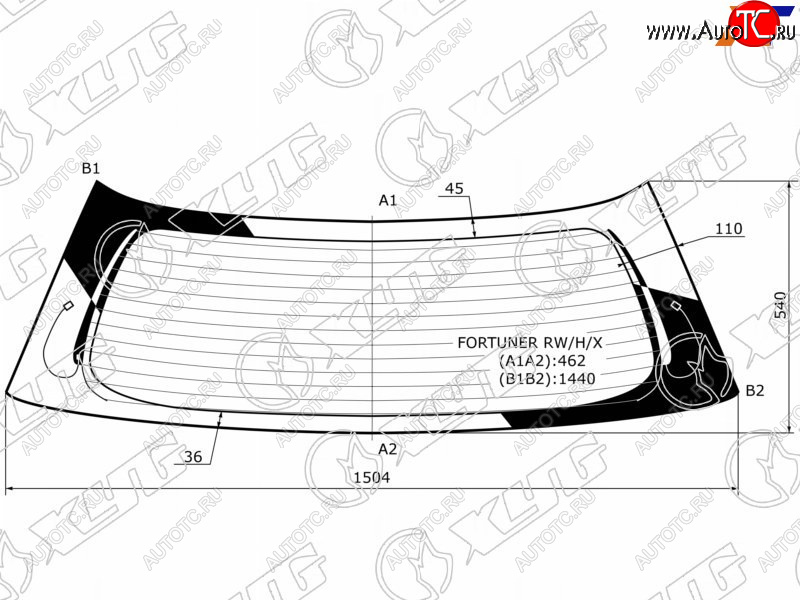 7 849 р. Стекло заднее (Цвет зеленый Обогрев) Toyota Fortuner 04-15 XYG FORTUNER RW/H/X  с доставкой в г. Воронеж