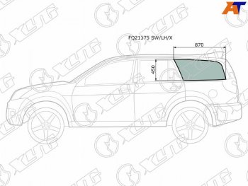 Стекло кузова боковое (не опускное) (Слева Цвет зеленый) Great Wall Hover 05-10  Hover H3 10-16  XYG FQ21375 SW/LH/X