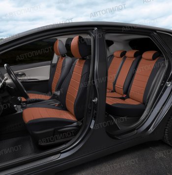 8 249 р. Чехлы сидений (экокожа) Автопилот Audi A6 C7 дорестайлинг, седан (2010-2014) (черный/коричневый)  с доставкой в г. Воронеж. Увеличить фотографию 6