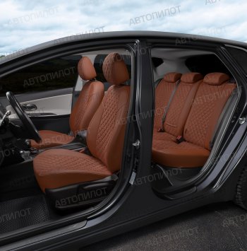 14 249 р. Чехлы сидений (экокожа/алькантара) Автопилот Ромб Audi A6 C7 дорестайлинг, седан (2010-2014) (коричневый)  с доставкой в г. Воронеж. Увеличить фотографию 7
