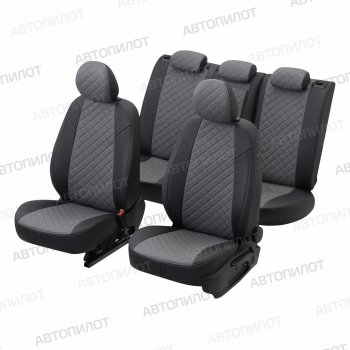8 749 р. Чехлы сидений (экокожа, 40/60) Автопилот Ромб  Audi Q3  8U (2011-2018) дорестайлинг, рестайлинг (черный/серый)  с доставкой в г. Воронеж. Увеличить фотографию 8