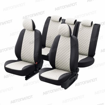 8 749 р. Чехлы сидений (экокожа, 40/60) Автопилот Ромб  Audi Q3  8U (2011-2018) дорестайлинг, рестайлинг (черный/белый)  с доставкой в г. Воронеж. Увеличить фотографию 6