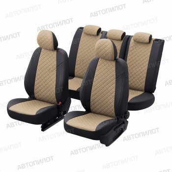 8 749 р. Чехлы сидений (экокожа, 40/60) Автопилот Ромб  Audi Q3  8U (2011-2018) дорестайлинг, рестайлинг (черный/темно-бежевый)  с доставкой в г. Воронеж. Увеличить фотографию 6