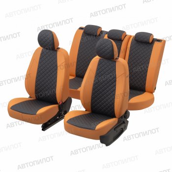 8 749 р. Чехлы сидений (экокожа, 40/60) Автопилот Ромб  Audi Q3  8U (2011-2018) дорестайлинг, рестайлинг (оранж/черный)  с доставкой в г. Воронеж. Увеличить фотографию 5