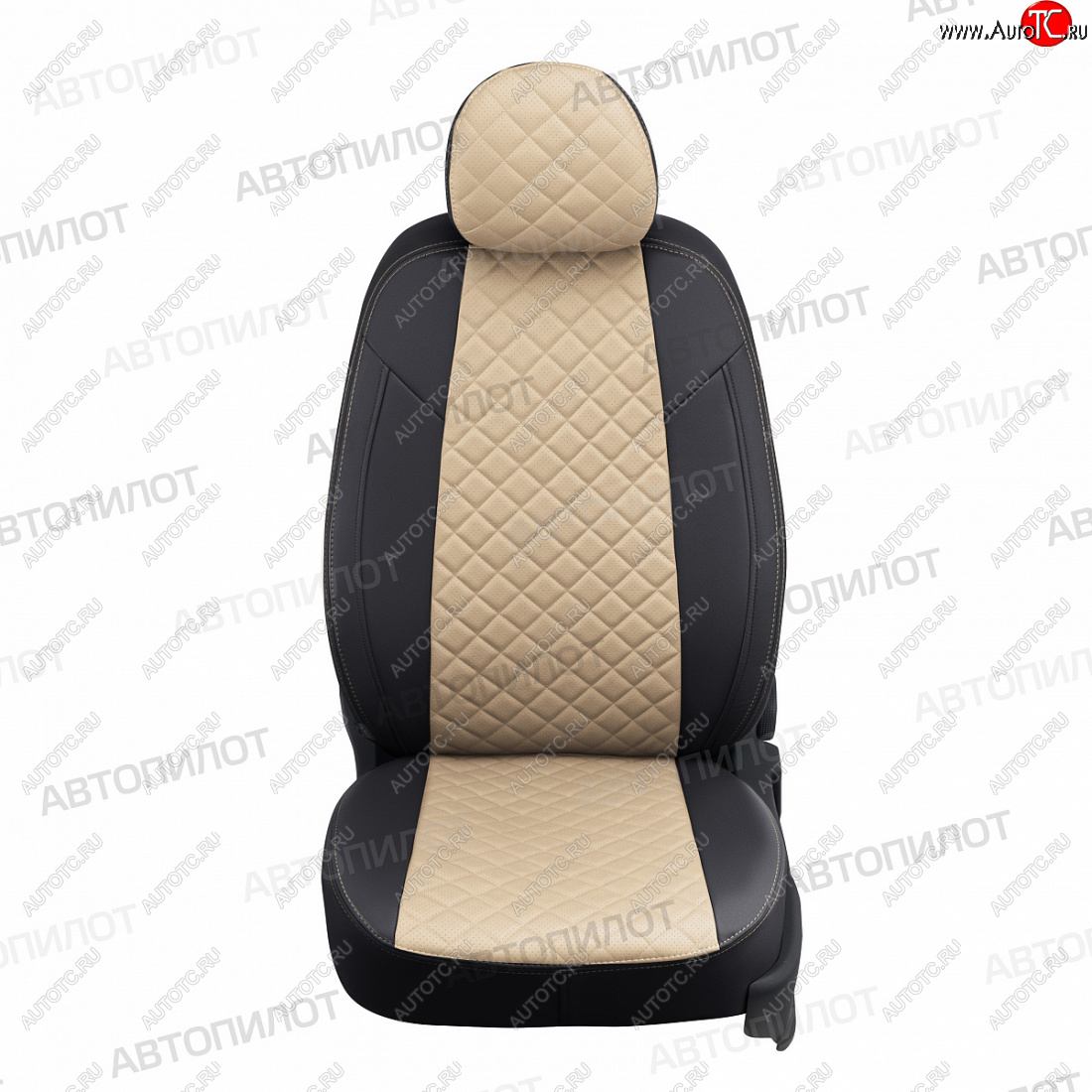 14 449 р. Чехлы сидений (экокожа, S-Line) Автопилот Ромб  Audi Q5  8R (2008-2017) дорестайлинг, рестайлинг (черный/бежевый)  с доставкой в г. Воронеж