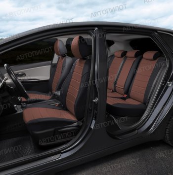 8 249 р. Чехлы сидений (экокожа) Автопилот BMW 1 серия F20 хэтчбэк 5 дв. дорестайлинг (2012-2015) (черный/темно-коричневый)  с доставкой в г. Воронеж. Увеличить фотографию 4
