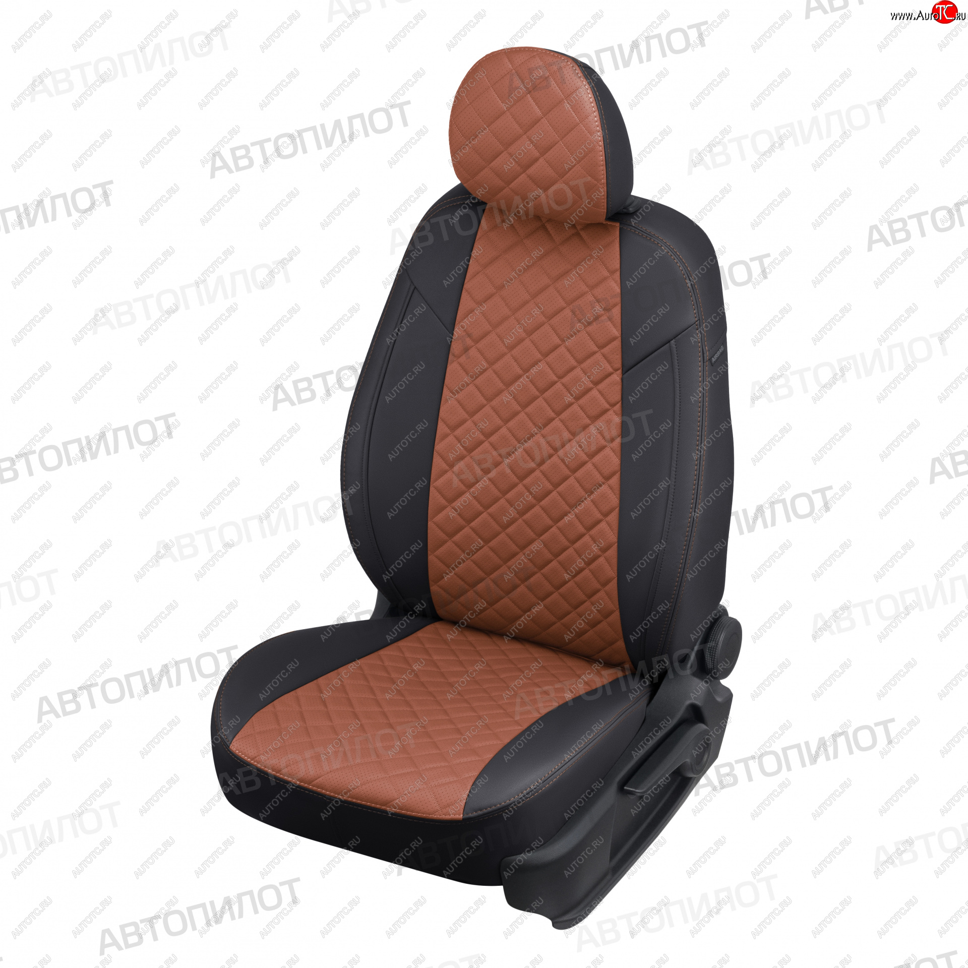 8 499 р. Чехлы сидений (экокожа) Автопилот Ромб BMW 1 серия F20 хэтчбэк 5 дв. дорестайлинг (2012-2015) (черный/коричневый)  с доставкой в г. Воронеж