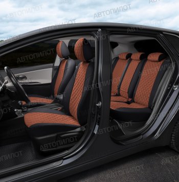 14 449 р. Чехлы сидений (экокожа/алькантара, спл.) Автопилот Ромб  BMW 3 серия  E46 (1998-2005) седан дорестайлинг, седан рестайлинг (черный/коричневый)  с доставкой в г. Воронеж. Увеличить фотографию 7