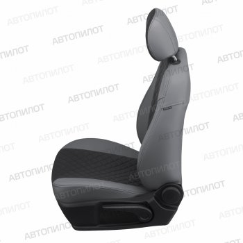 14 449 р. Чехлы сидений (экокожа, 40/60) Автопилот Ромб BMW 3 серия F30 седан дорестайлинг (2012-2015) (серый/черный)  с доставкой в г. Воронеж. Увеличить фотографию 3