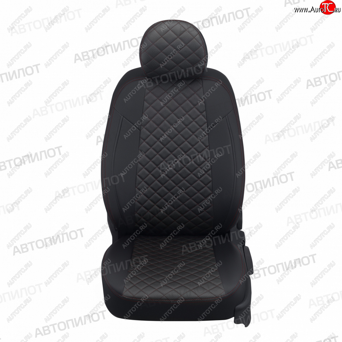 14 449 р. Чехлы сидений (экокожа, 40/60) Автопилот Ромб  BMW 3 серия  F30 (2012-2018) седан дорестайлинг, седан рестайлинг (черный/красная строчка)  с доставкой в г. Воронеж