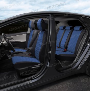 14 449 р. Чехлы сидений (экокожа, 40/60) Автопилот Ромб BMW 5 серия E34 седан дорестайлинг (1988-1994) (черный/синий)  с доставкой в г. Воронеж. Увеличить фотографию 5
