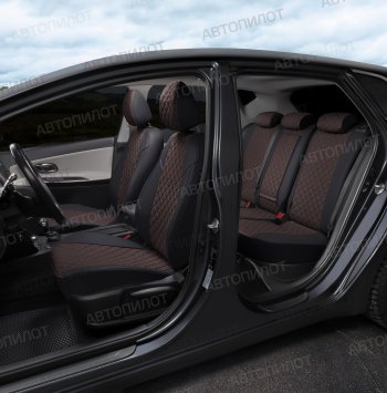 8 749 р. Чехлы сидений (экокожа, сплошн.) Автопилот Ромб BMW X1 E84 (2009-2015) (черный/шоколад)  с доставкой в г. Воронеж. Увеличить фотографию 5