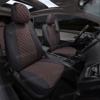 8 749 р. Чехлы сидений (экокожа, сплошн.) Автопилот Ромб BMW X1 E84 (2009-2015) (черный/шоколад)  с доставкой в г. Воронеж. Увеличить фотографию 6