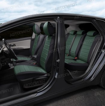 13 849 р. Чехлы сидений (экокожа, 40/60) Автопилот  BMW 5 серия  E60 (2003-2010) седан дорестайлинг, седан рестайлинг (черный/зеленый)  с доставкой в г. Воронеж. Увеличить фотографию 7