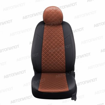 8 499 р. Чехлы сидений (экокожа/алькантара, 50/50) Автопилот Ромб Toyota RAV4 CA20 5 дв. дорестайлинг (2000-2003) (черный/коричневый)  с доставкой в г. Воронеж. Увеличить фотографию 5