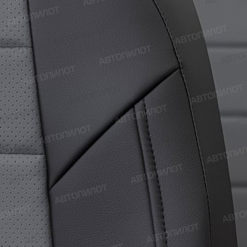 8 399 р. Чехлы сидений (экокожа) Автопилот Chevrolet Aveo T300 хэтчбек (2011-2015) (черный/серый)  с доставкой в г. Воронеж. Увеличить фотографию 5