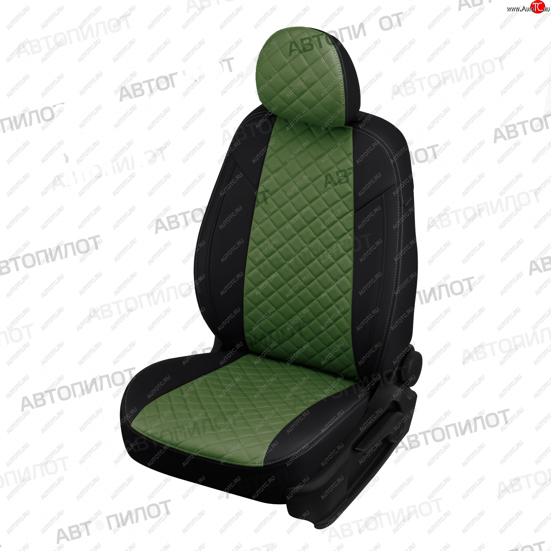 10 249 р. Чехлы сидений (экокожа, простая компл., без подл) Автопилот Ромб CITROEN C5 RD рестайлинг, седан (2017-2021) (черный/зеленый)  с доставкой в г. Воронеж