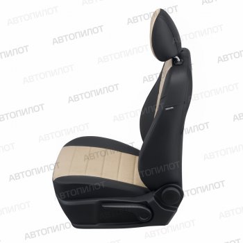 13 849 р. Чехлы сидений (экокожа/алькантара, с подголовниками) Автопилот  Daewoo Nexia  рестайлинг (2008-2015) (черный/бежевый)  с доставкой в г. Воронеж. Увеличить фотографию 2