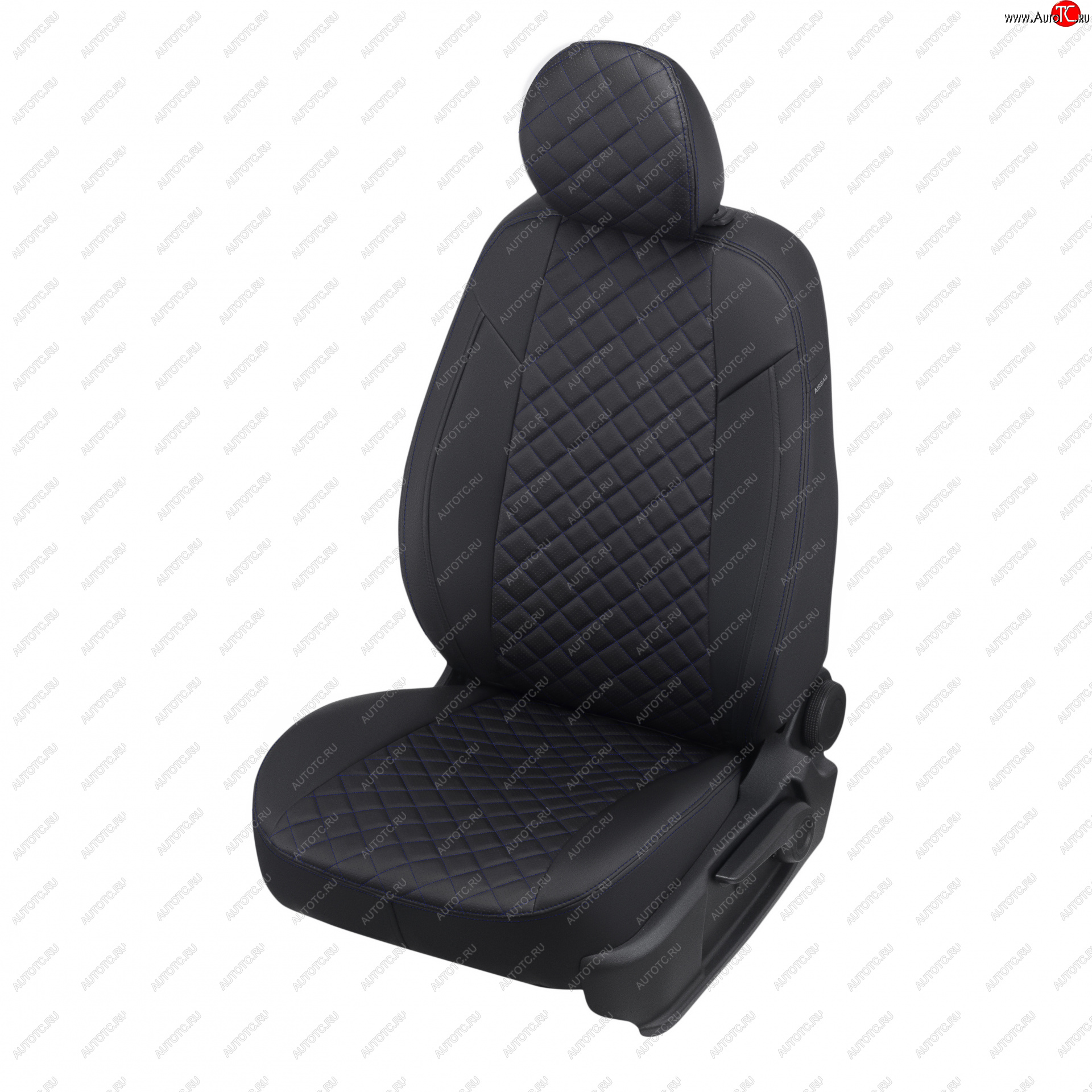 22 399 р. Чехлы сидений (экокожа, 8 м) Автопилот Ромб  CITROEN Jumpy (2007-2017), Fiat Scudo (2007-2016), Peugeot Expert  G9 (2007-2013) (черный/синяя строчка)  с доставкой в г. Воронеж