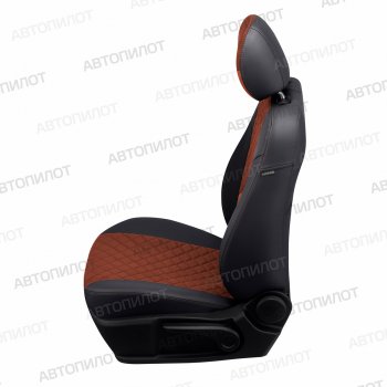 10 249 р. Чехлы сидений (экокожа/алькантара) Автопилот Ромб Ford Fiesta 5 хэтчбэк 5 дв. дорестайлинг (2001-2005) (черный/темно-коричневый)  с доставкой в г. Воронеж. Увеличить фотографию 2