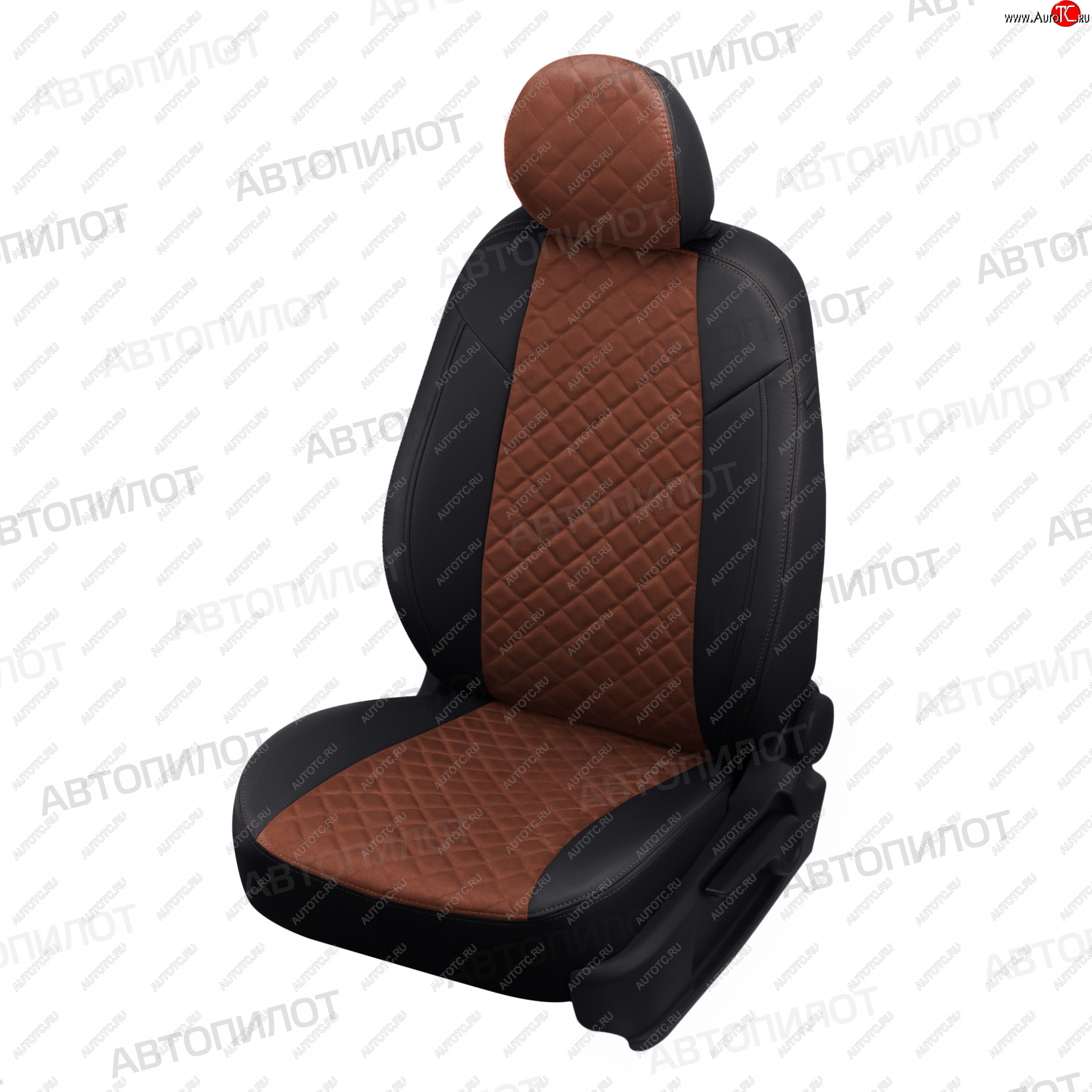 10 249 р. Чехлы сидений (экокожа/алькантара) Автопилот Ромб Ford Fiesta 5 хэтчбэк 5 дв. дорестайлинг (2001-2005) (черный/темно-коричневый)  с доставкой в г. Воронеж