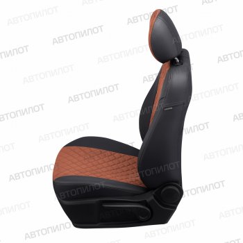 14 449 р. Чехлы сидений (экокожа/алькантара) Автопилот Ромб  Geely Emgrand X7 (2019-2021) 2-ой рестайлинг (черный/коричневый)  с доставкой в г. Воронеж. Увеличить фотографию 2