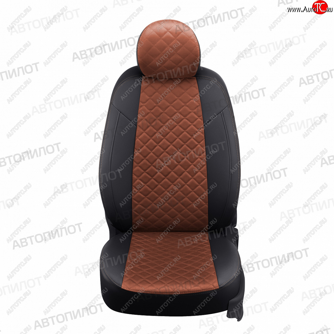 14 449 р. Чехлы сидений (экокожа/алькантара) Автопилот Ромб  Honda Civic  FK2 (2011-2016) хэтчбэк 5 дв. (черный/коричневый)  с доставкой в г. Воронеж