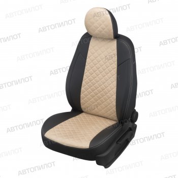8 499 р. Чехлы сидений (экокожа/алькантара) Автопилот Ромб Hyundai Elantra HD (2006-2011) (черный/бежевый)  с доставкой в г. Воронеж. Увеличить фотографию 5