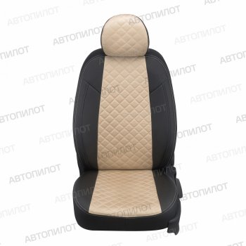 8 499 р. Чехлы сидений (экокожа/алькантара, зад. сид. 40/60) Автопилот Ромб Hyundai Getz TB хэтчбэк 5 дв. дорестайлинг (2002-2005) (черный/бежевый)  с доставкой в г. Воронеж. Увеличить фотографию 3