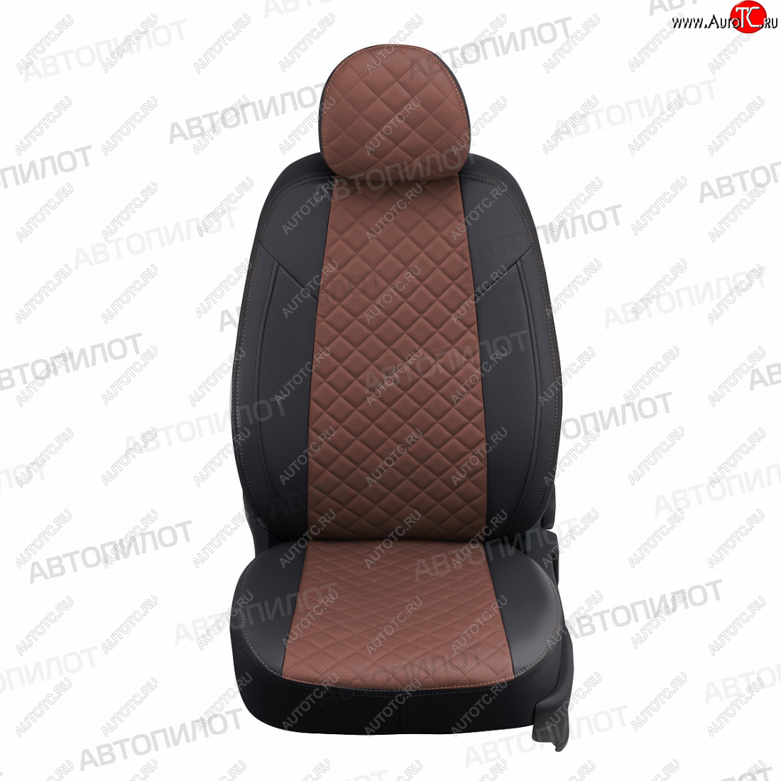 14 449 р. Чехлы сидений (экокожа) Автопилот Ромб  KIA Cerato  1 LD (2003-2008) седан дорестайлинг, седан рестайлинг (черный/темно-коричневый)  с доставкой в г. Воронеж