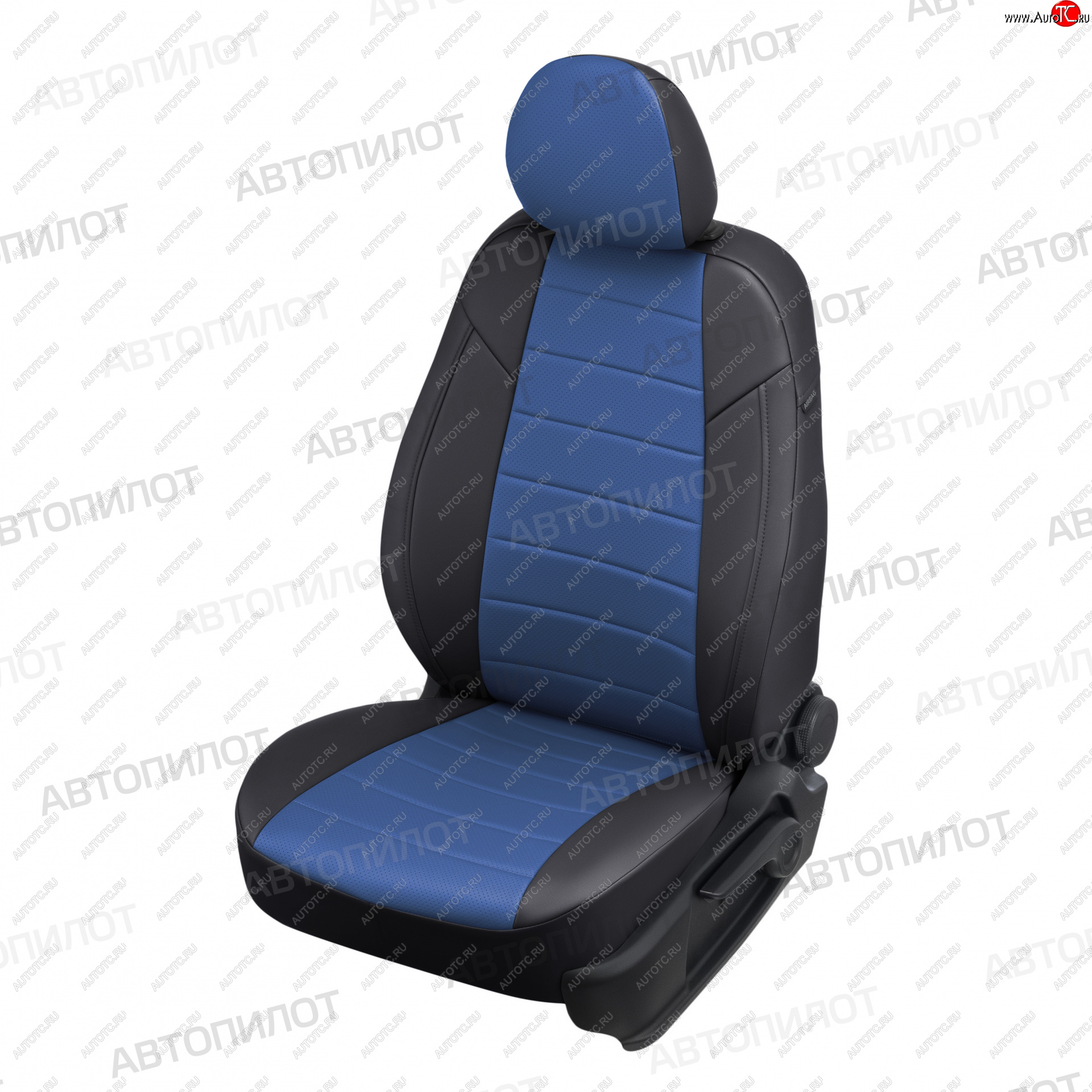 8 399 р. Чехлы сидений (экокожа) Автопилот KIA Soul PS дорестайлинг (2014-2016) (черный/синий)  с доставкой в г. Воронеж