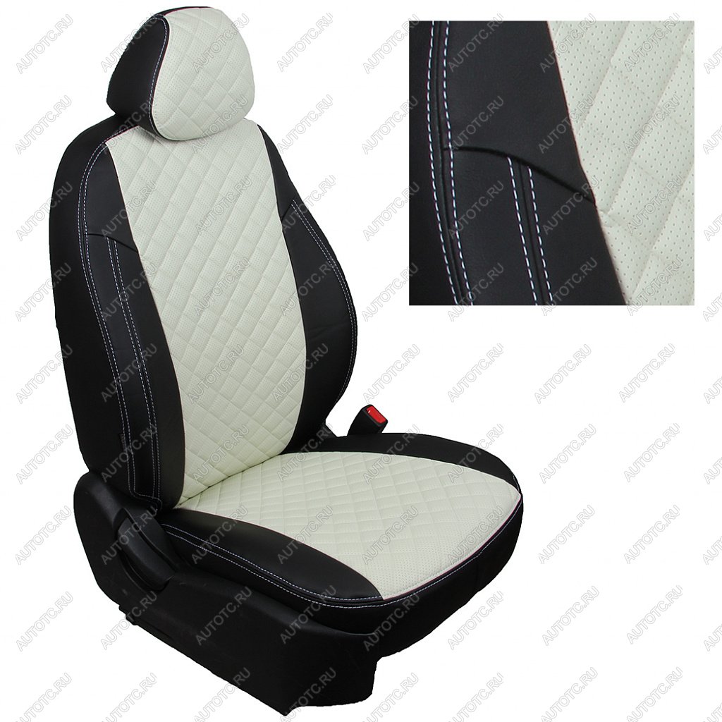 8 749 р. Чехлы сидений (экокожа) Автопилот Ромб  Mazda 3/Axela  BL (2009-2013) дорестайлинг седан, дорестайлинг, хэтчбэк 5 дв., рестайлинг седан, рестайлинг, хэтчбэк (черный/белый)  с доставкой в г. Воронеж