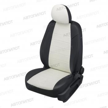 Чехлы на сиденья Экокожа (40/60 экокожа) Автопилот Mazda 3/Axela  BP (2019-2025) седан (черный/белый)