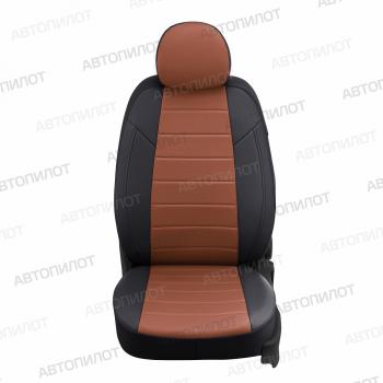 8 399 р. Чехлы на сиденья Экокожа (раздел. 40/60 экокожа) Автопилот  Nissan Almera  G15 (2012-2019) седан (черный/коричневый)  с доставкой в г. Воронеж. Увеличить фотографию 5
